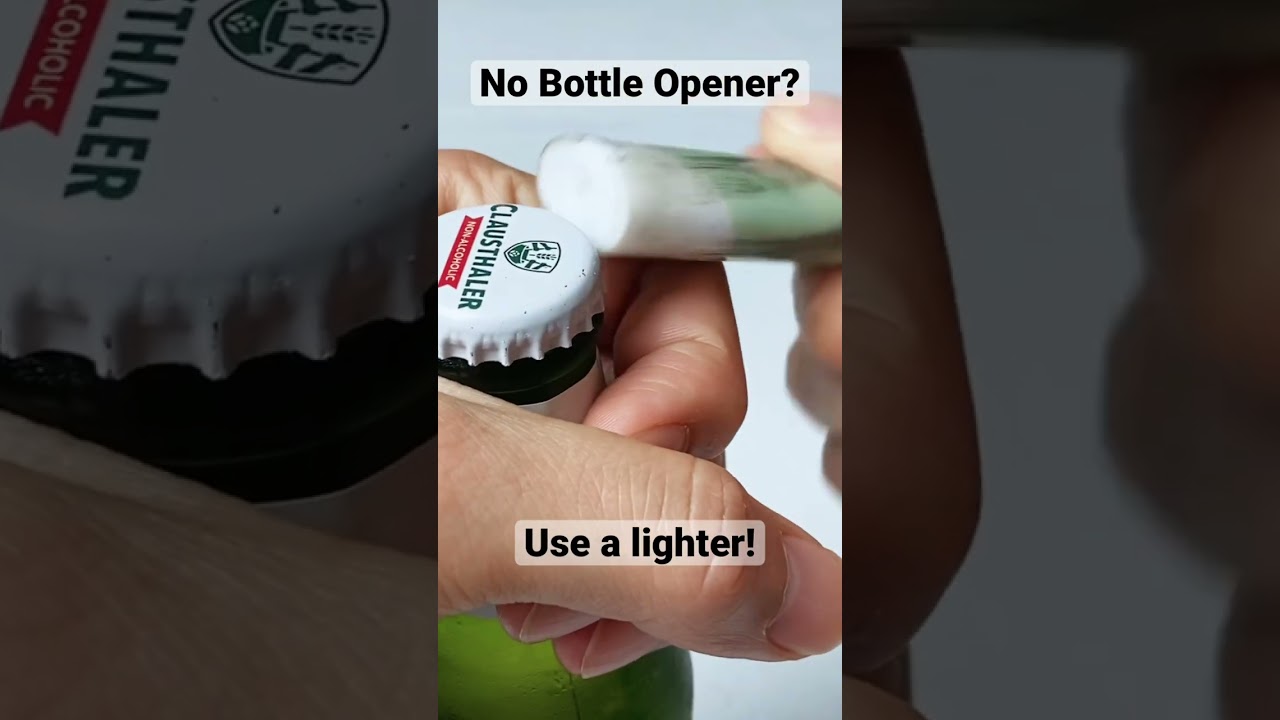 Как открыть пивную бутылку с помощью зажигалки!