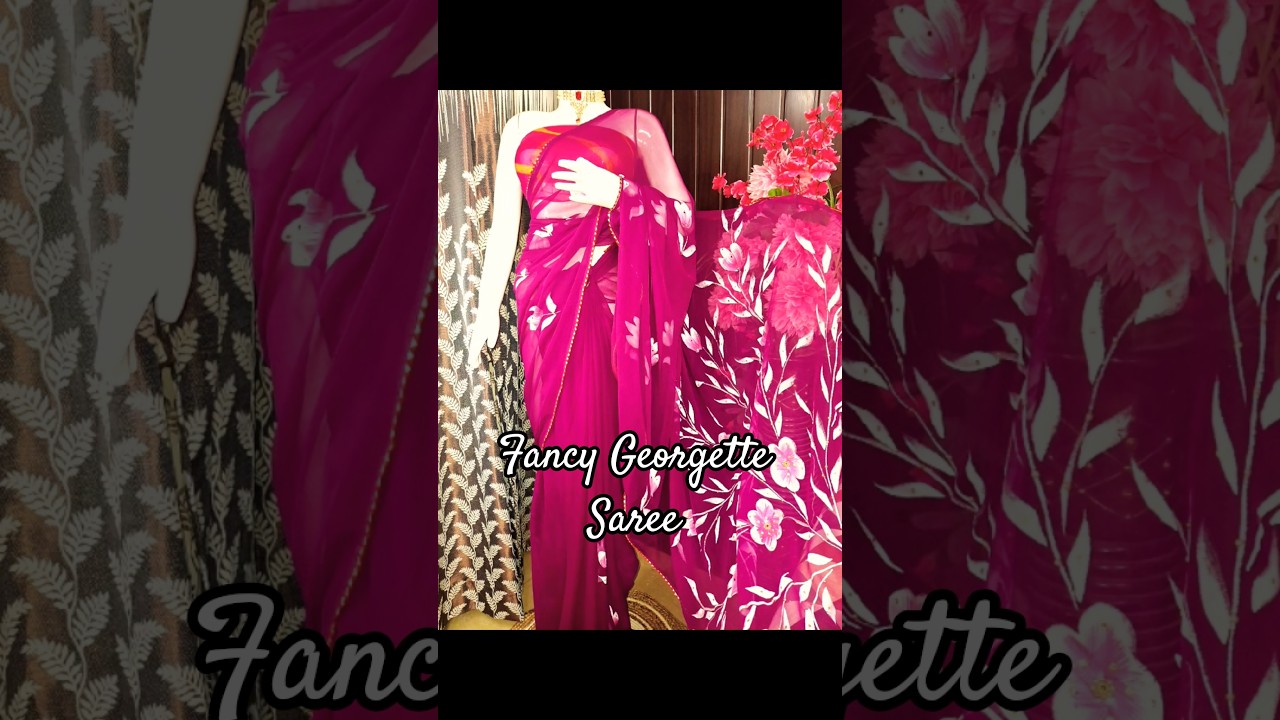 Wine Georgette Saree | Floral Fancy Sadiyan #floralsaree #youtubeshorts #sareelove #saree 🌸 🌸..