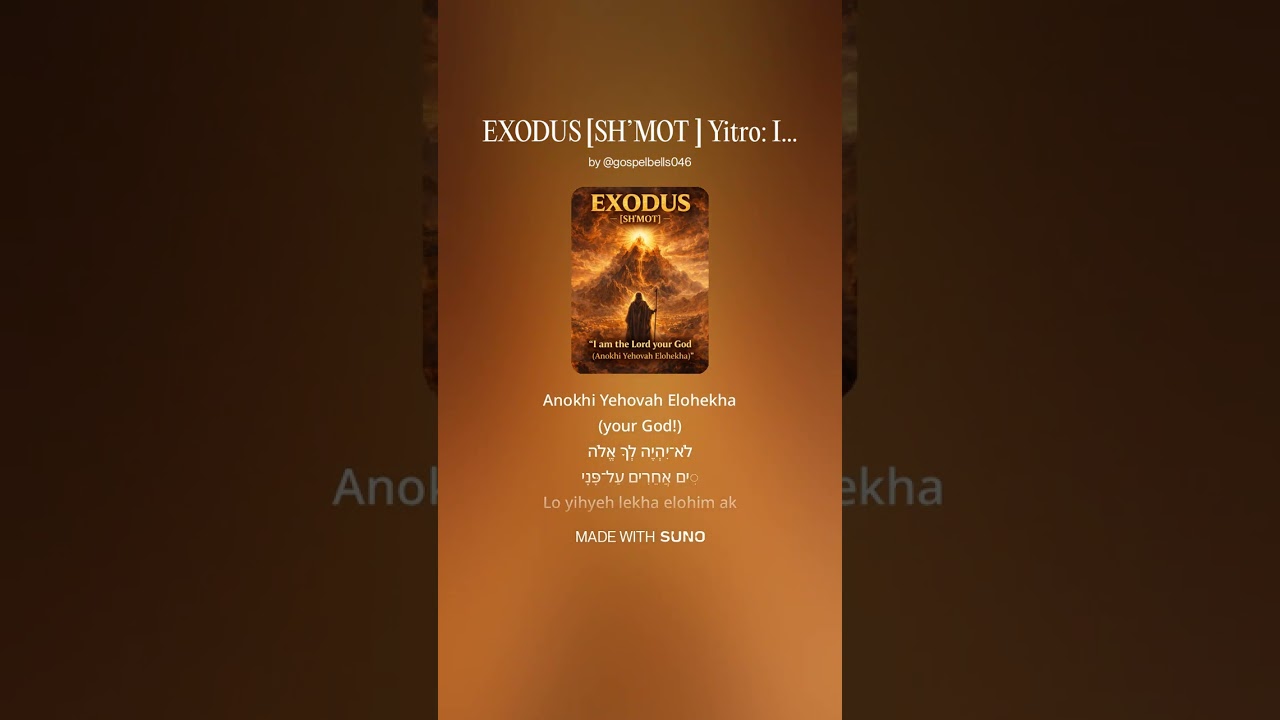 EXODUS [SH’MOT ]Yitro:  I am the Lord your God (Anokhi Yehovah Elohekha)