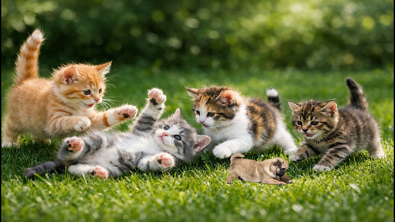 🐱🌼 Lovely Cute Kittens Playing Outside in the Sunshine | Peaceful Cat Moments