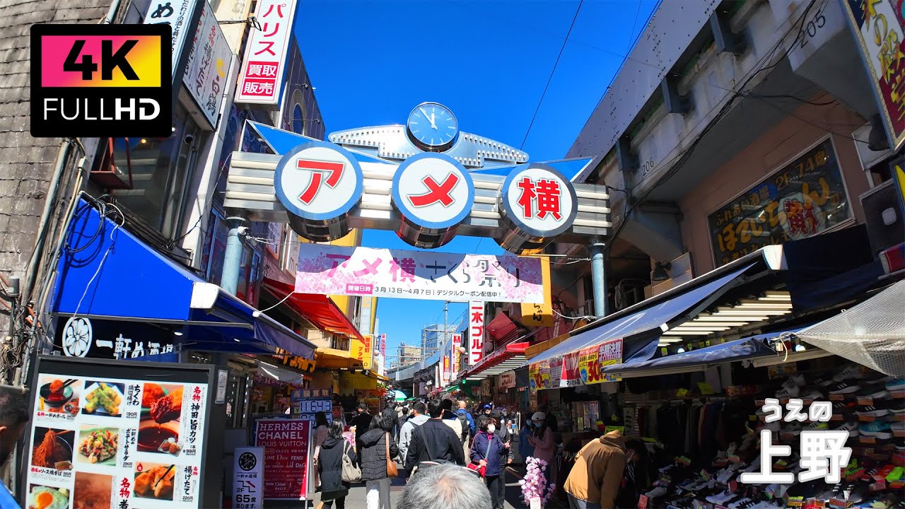 【4K】上野アメ横を散歩 (Mar. 2024) | Walk around Ueno Ameyoko.
