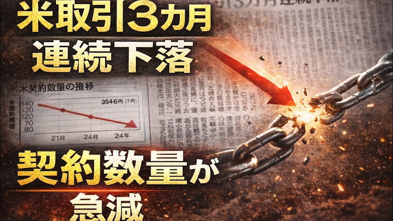 米相対取引3ヶ月下落 　米価どうなる