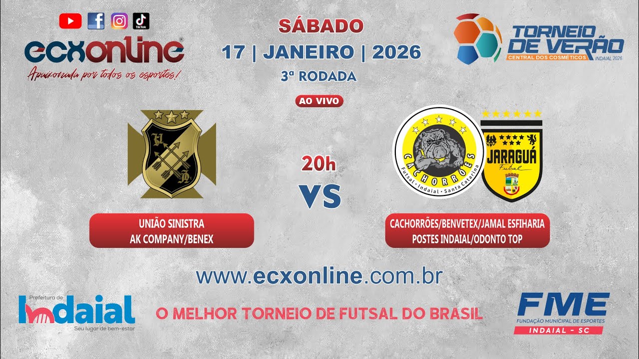 3&ordf; RODADA | 39&ordm; TORNEIO DE VER&Atilde;O DE INDAIAL ''Central dos Cosm&eacute;ticos'' | 17 01 2026