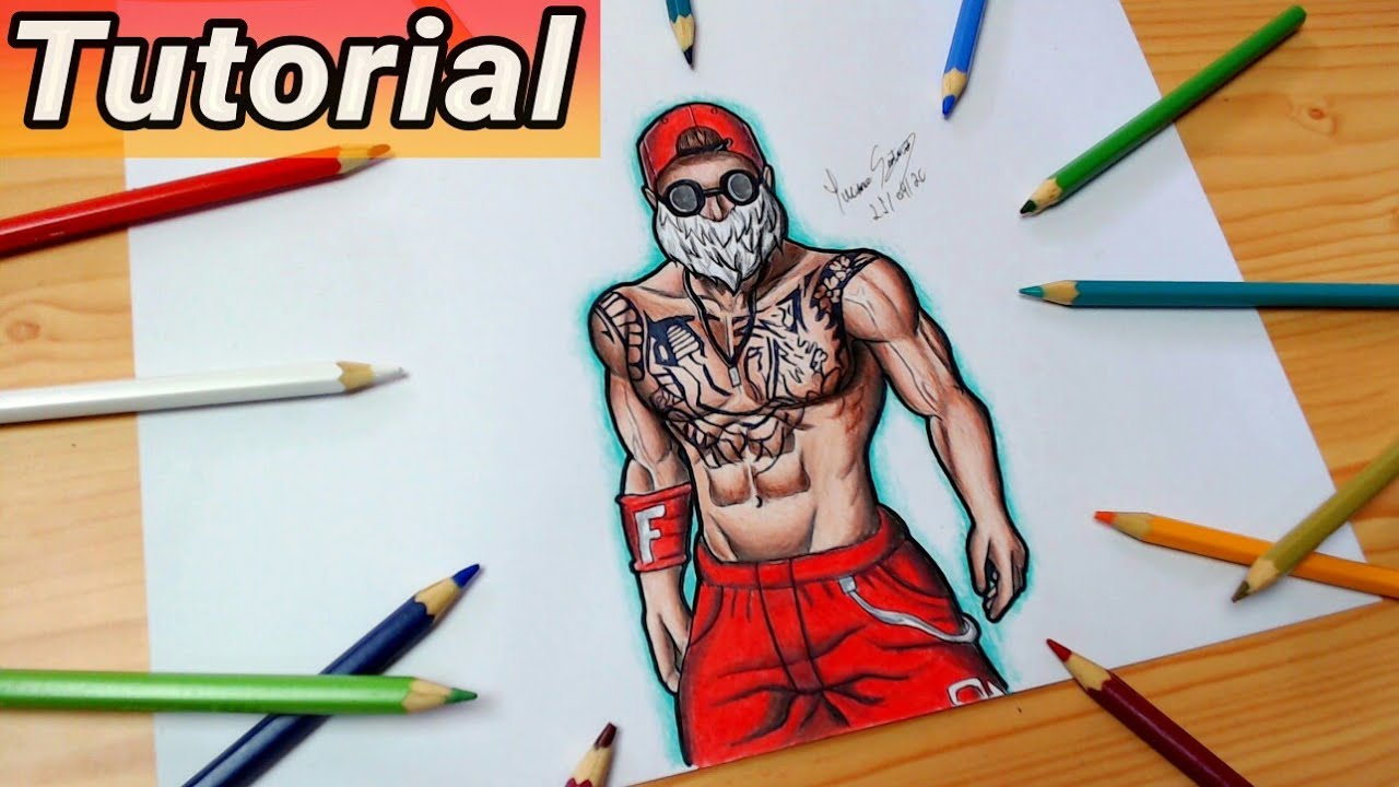 COMO DESENHAR A SKIN DA BARBA DO NOEL FREE FIRE - Como dibujar Free Fire // Gambar Free Fire