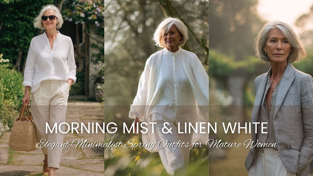 🐚 Morning Mist & Linen White 🌿 Elegant Minimalist Spring Outfits for Mature Women