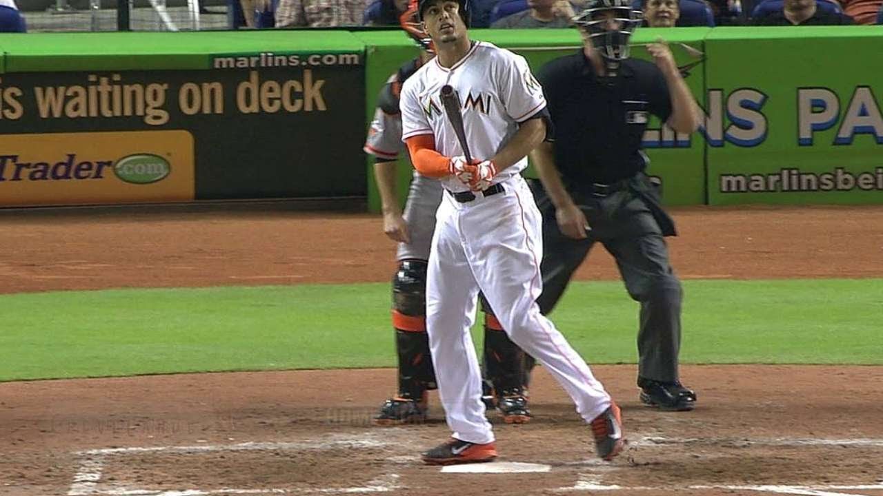 Stanton swats a tape-measure blast to left