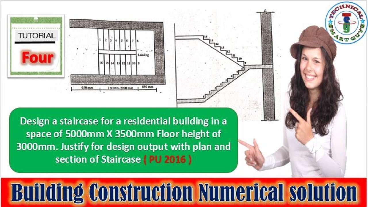 Designing Numerical problem solution of staircase | Dog legged staircase with single landing