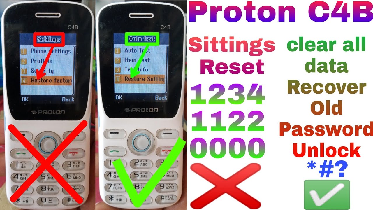 Proton C4B Settings Factory Reset Wrong Password👉clear all data Reset Unlock