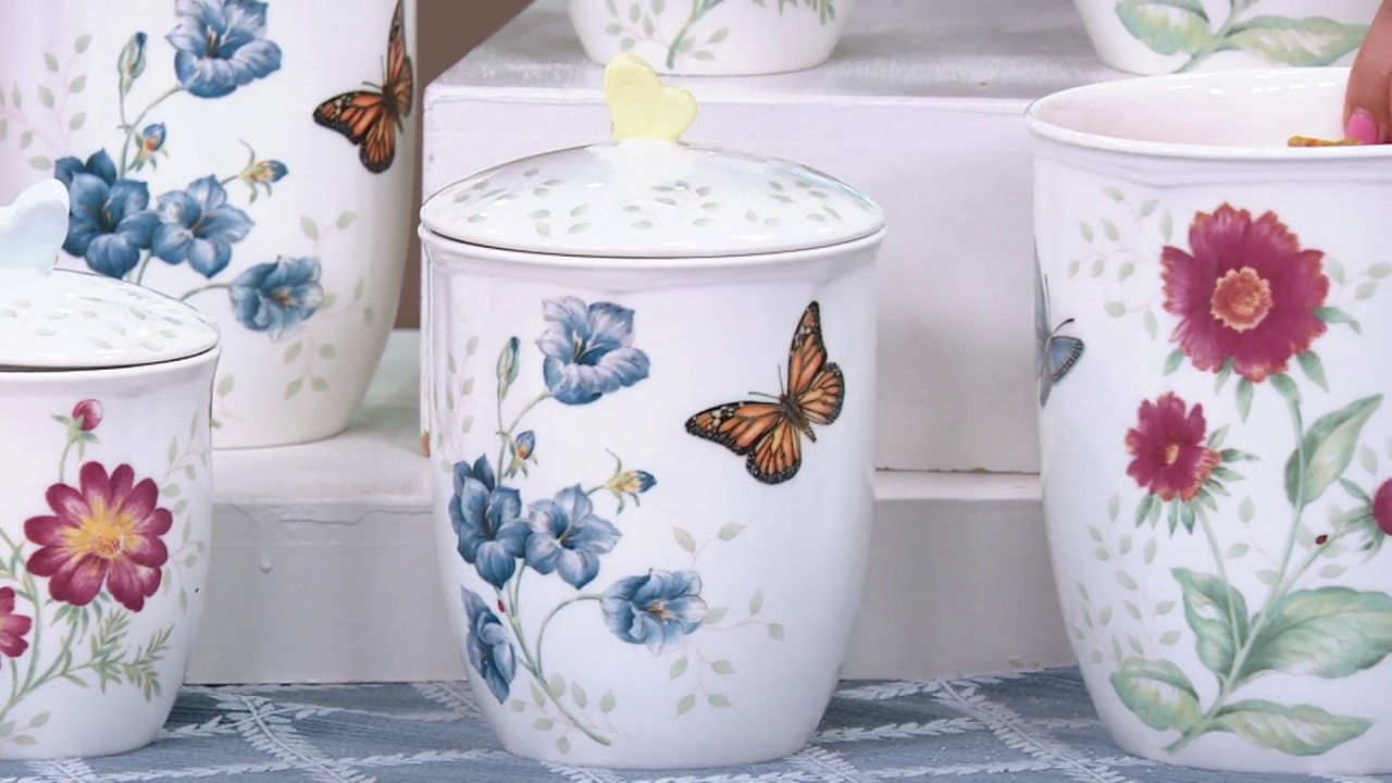 Lenox Butterfly Meadow Porcelain 3-pc Canister Set on QVC