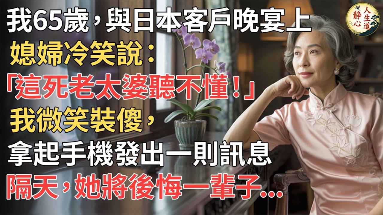 【我65歲】與日本客戶晚宴上，媳婦冷笑說：「這死老太婆聽不懂！」我微笑裝傻，拿起手機發出一則訊息…隔天，她將後悔一輩子…