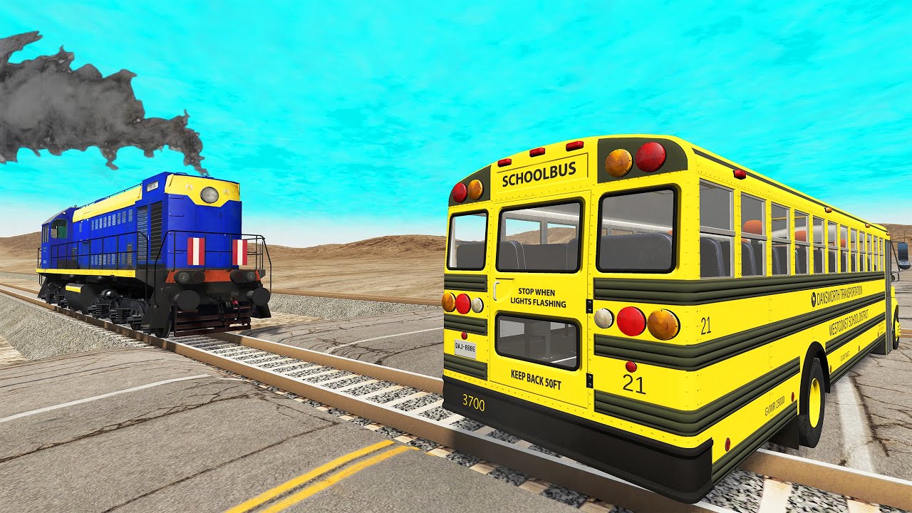 Truck Rescue Bus Cars - Cars vs Double Rails #2 - BeamNG.Drive