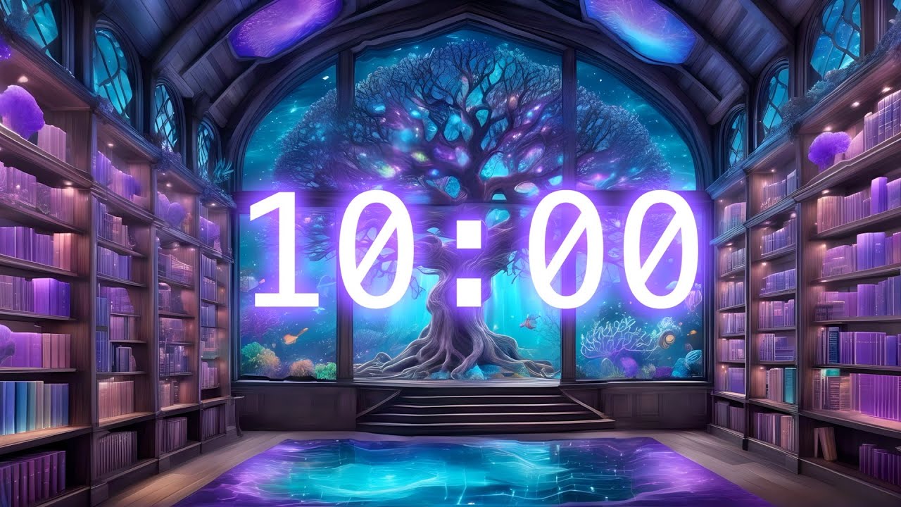 10 Minute Celestial Library Study Timer 🌌📚 | Portal Transition Focus Ambience
