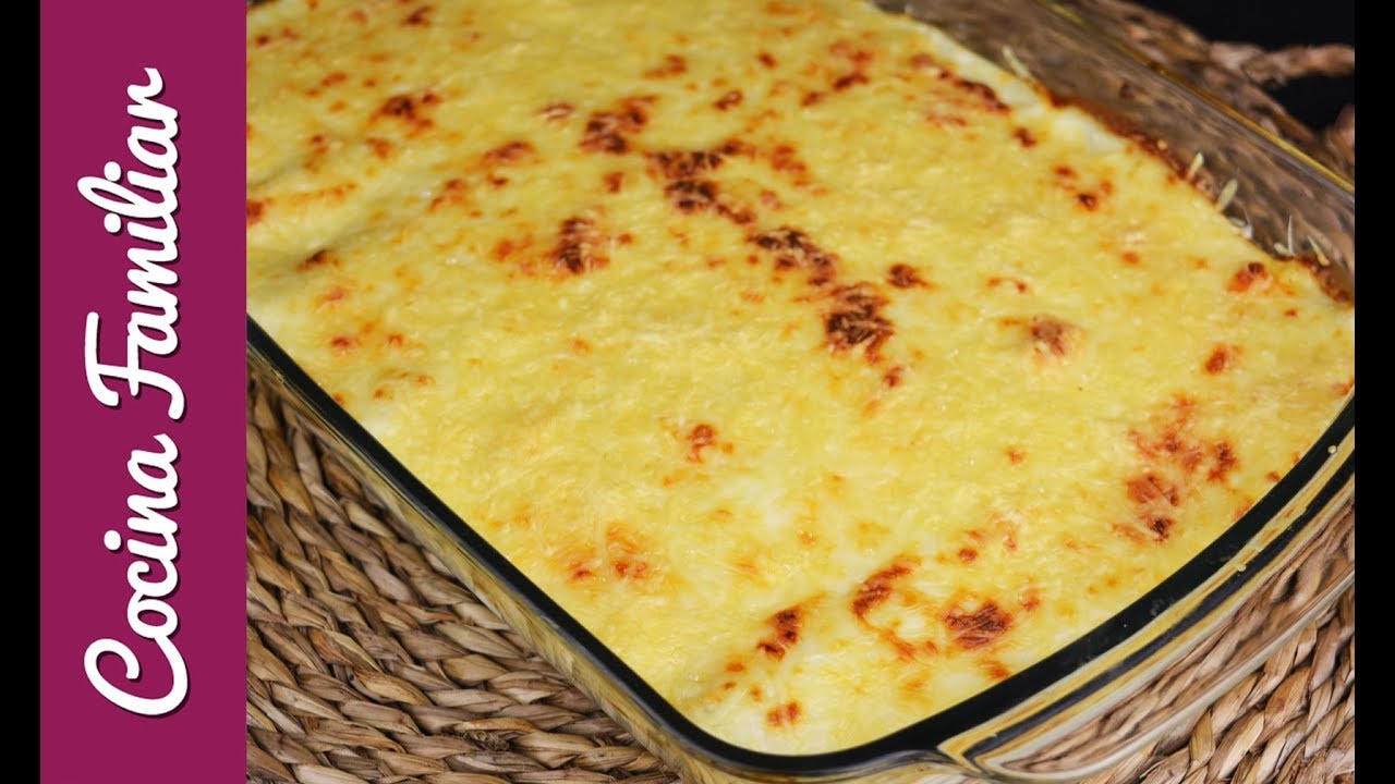 Canelones de espinacas gratinados con queso y bechamel. Recetas caseras de Javier Romero paso a paso