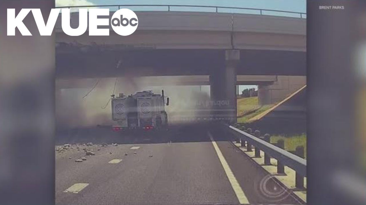 Dashcam video shows semi-trailer hit SH 29 bridge over I-35 in Georgetown
