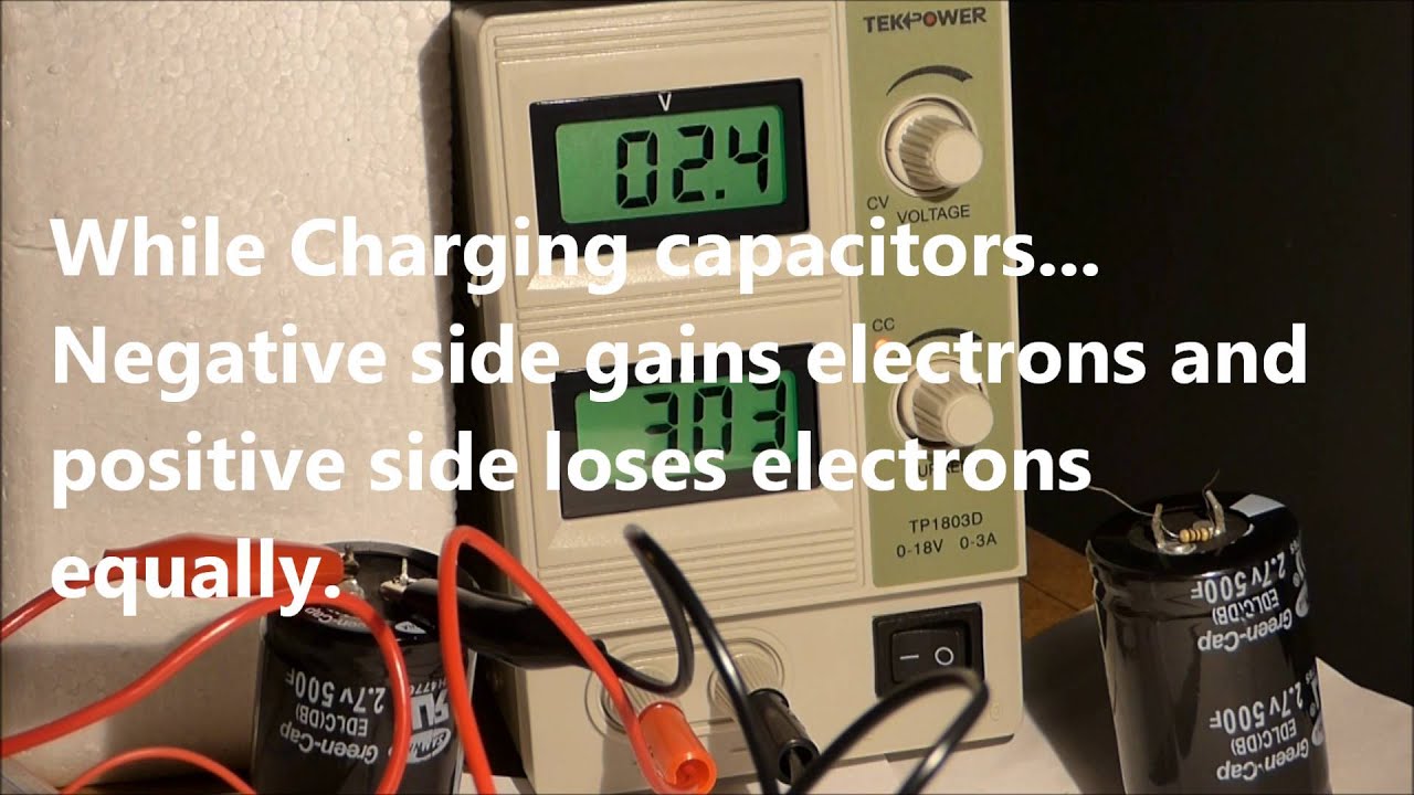 2.7V 500F Super Capacitor charging with Bench Power Supply. Discharge with resistor. Electronics.