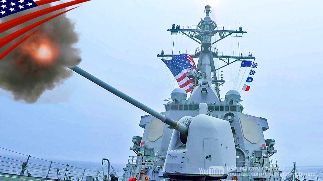 5-inch Naval Gun Fires at Maximum Fire Rate (20 Rounds & 13 Rounds)