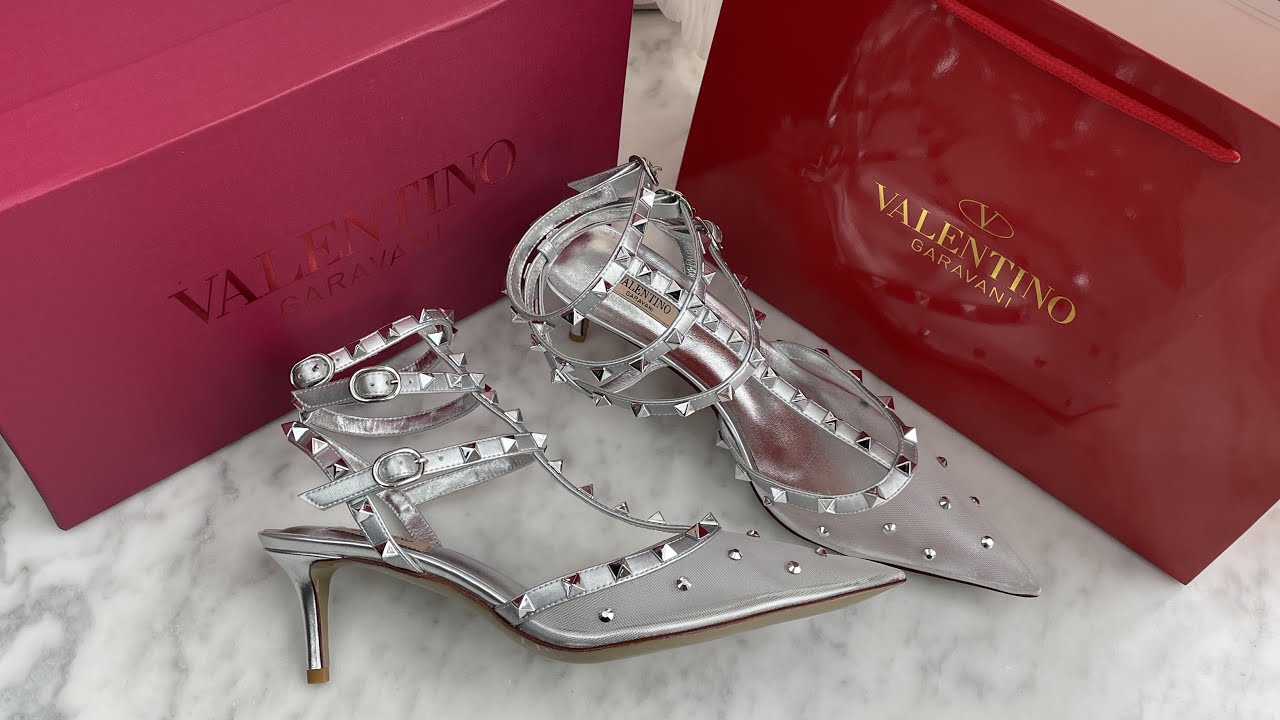 Valentino Garavani 70mm Rockstud Pumps Silver Review #review #unboxing #shoes