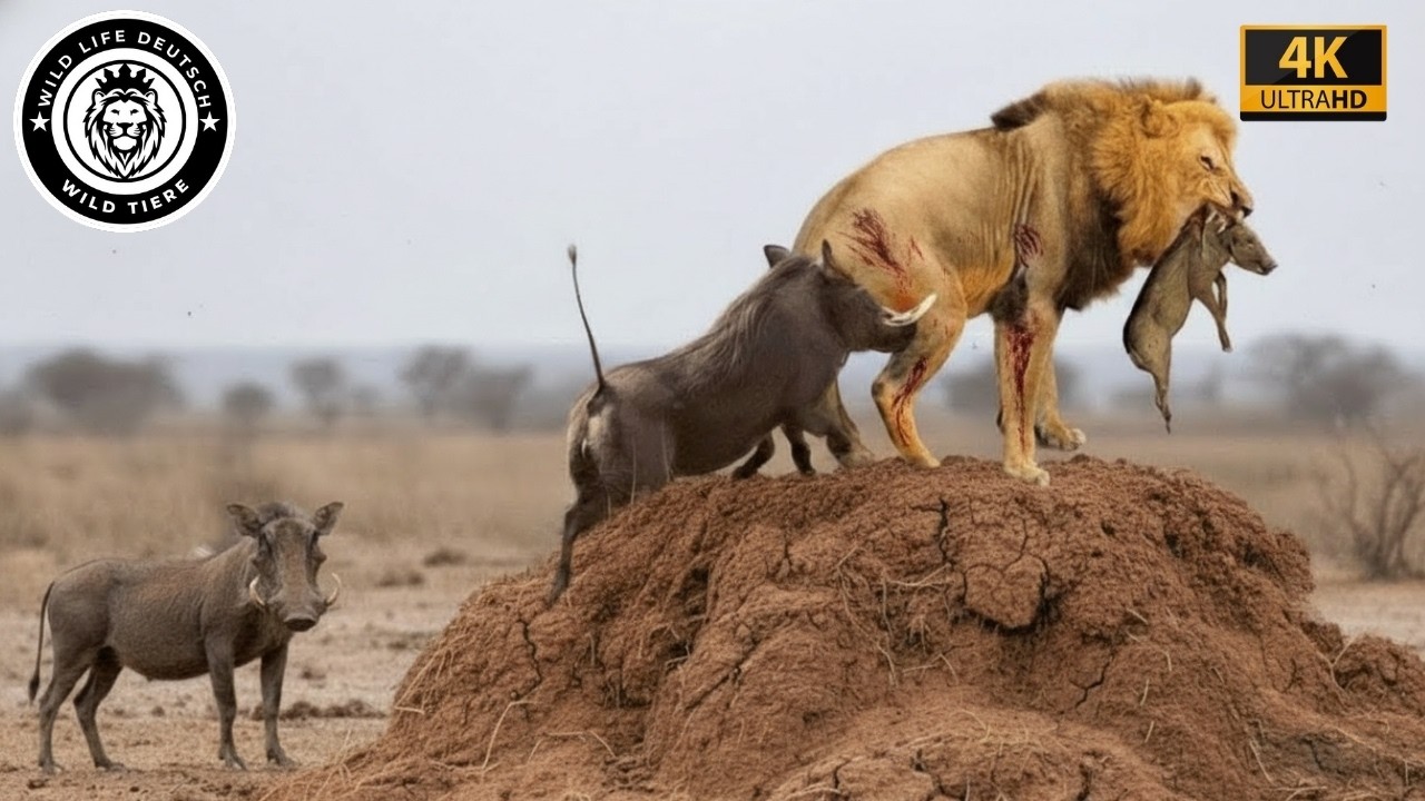 L&ouml;we vs Warzenschwein &ndash; Der erste Kampf der D&uuml;rresaison #Tierwelt | Tierdokumentation