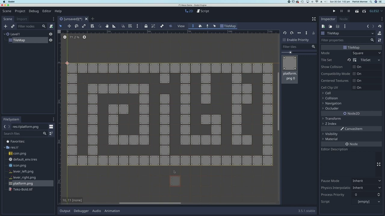 Maze Game in Godot Part 2 - Tile maps and Tile sets