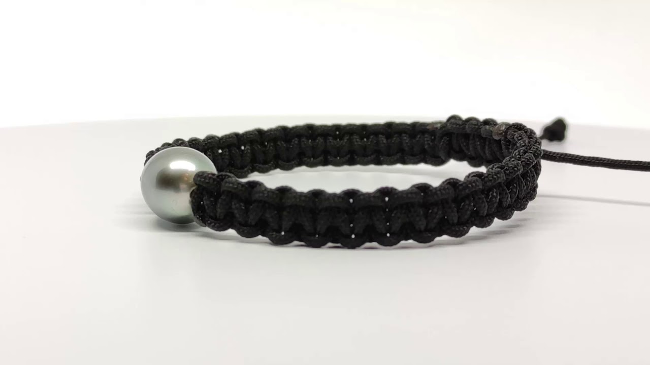 Bracelet shamballa Inoa noir Moea Perles 1 perle de tahiti baroque10-11mm AAA