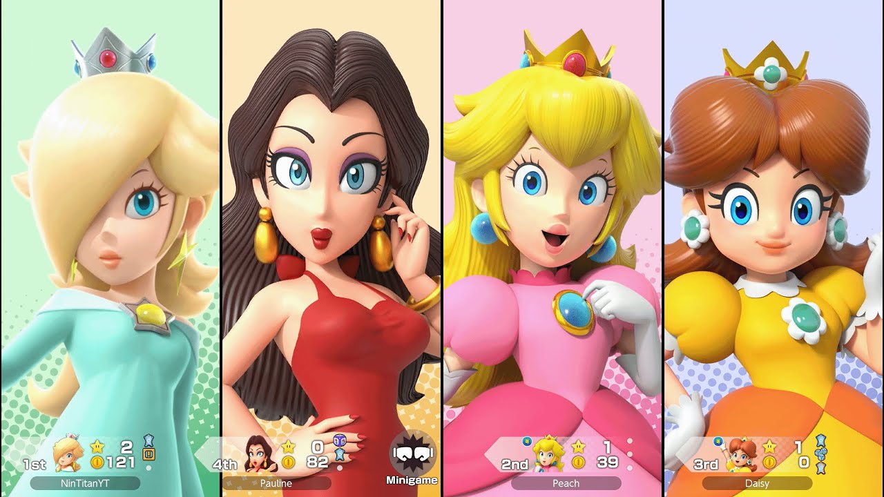 Super Mario Party Jamboree - Rosalina vs Peach vs Daisy vs Pauline - Mario's Rainbow Castle