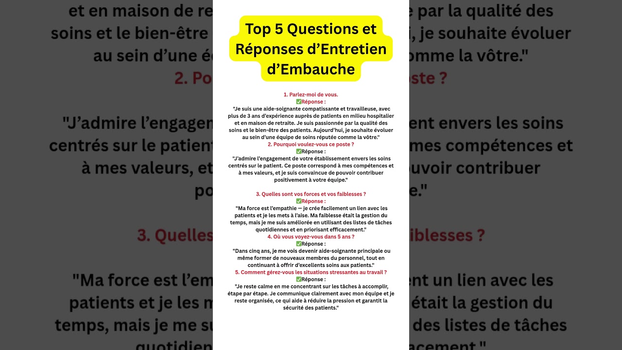 Entretien d&rsquo;Embauche : Top 5 Questions et R&eacute;ponses &agrave; Conna&icirc;tre
