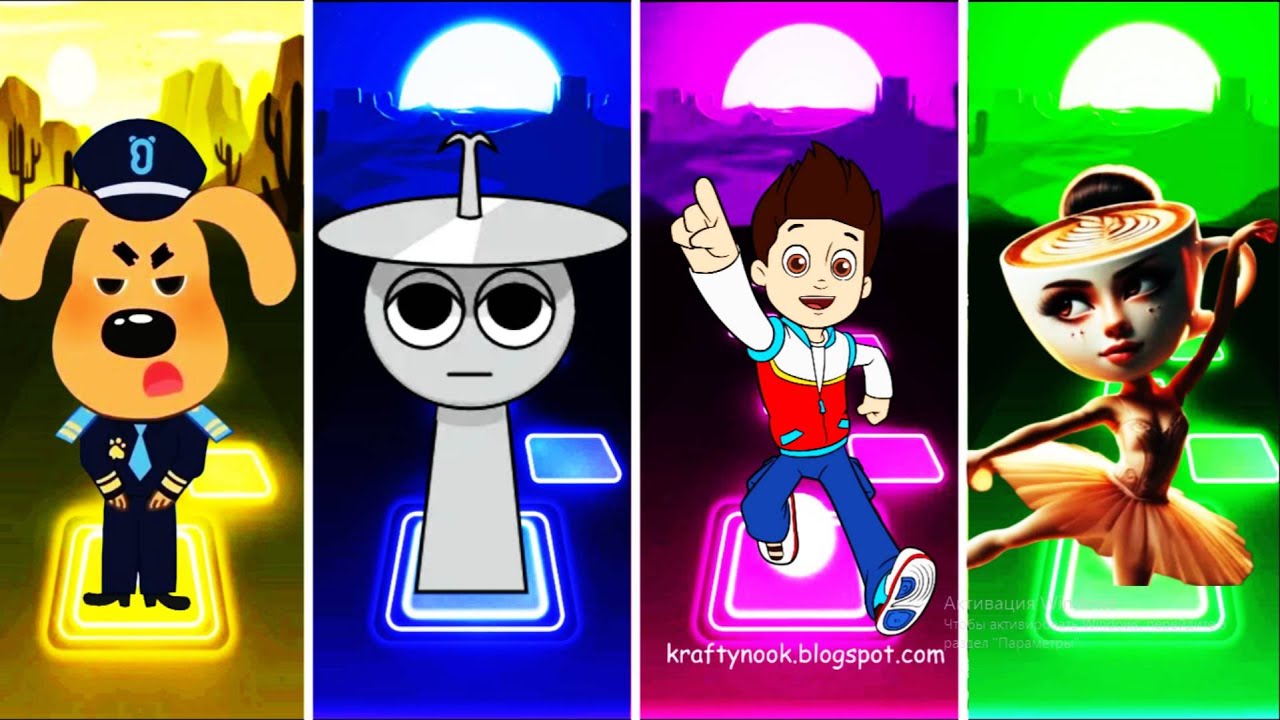 SHERIFF LABRADOR 🆚 INCREDIBOX SPRUNKI 🆚 PAW PATROL RYDER 🆚 BRAINROT BALLERINO COPPUCCINO | Tiles Hop