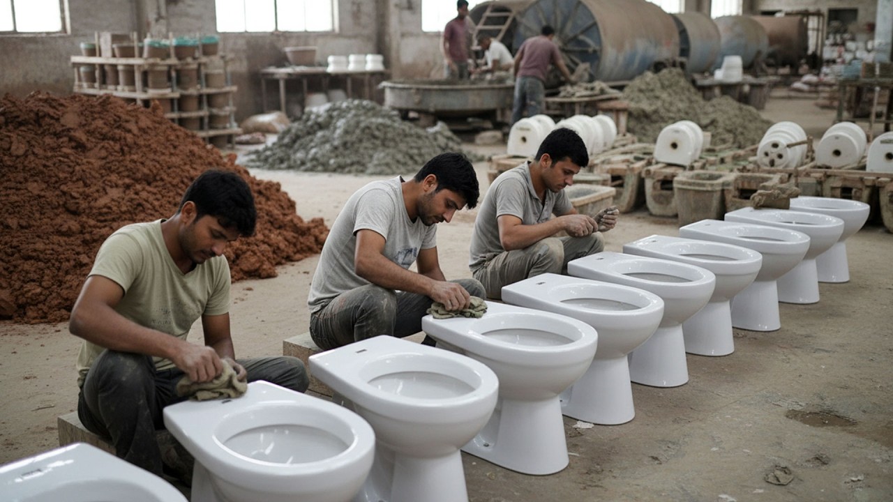 Ceramic Toilet Seat Manufacturing Process in Factory | How Commodes Made