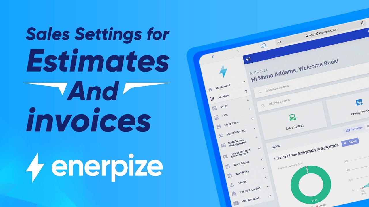 Explanation of the Sales Settings for Invoices and Estimates in Enerpize