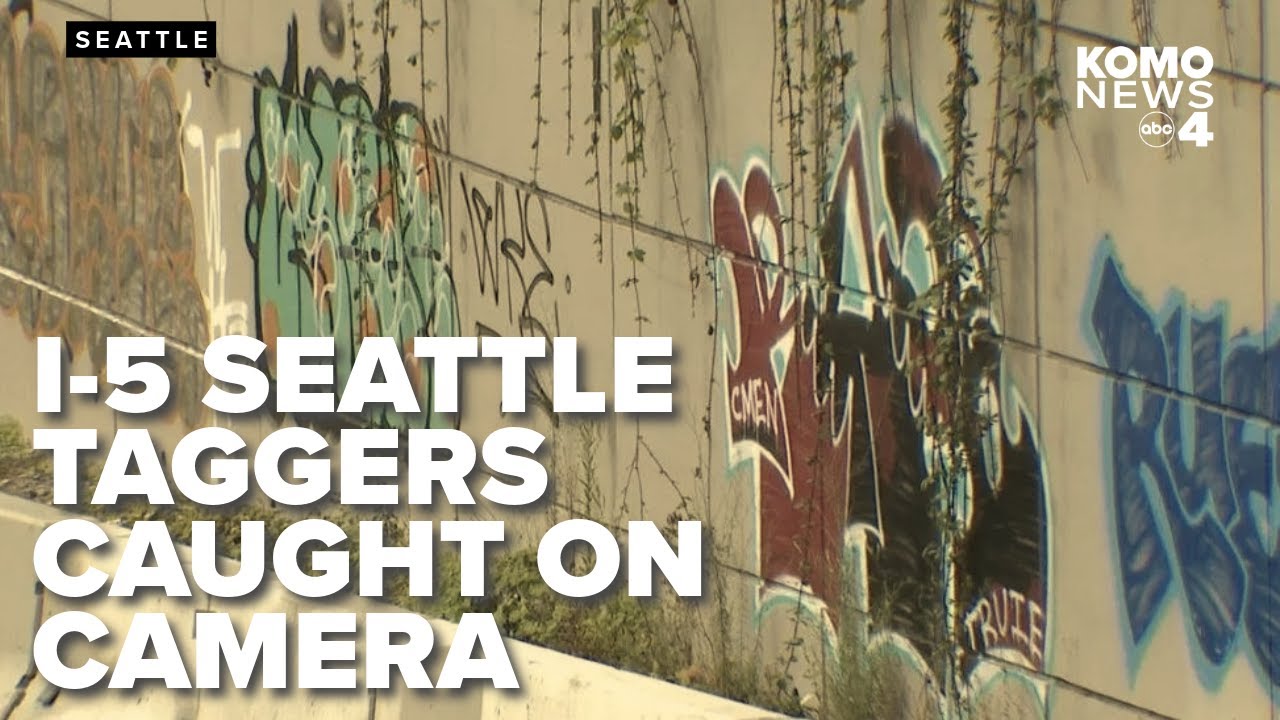 Suspected graffiti taggers caught on camera along I-5 in Seattle