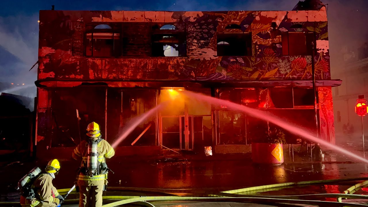 Arcata&rsquo;s H Street block fire & demolition footage 