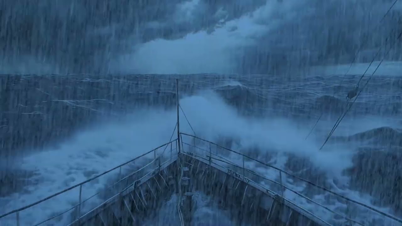 Experience Peaceful Sleep With Rain storm Night Sounds | Heavy Waves & Loud Blowing wind