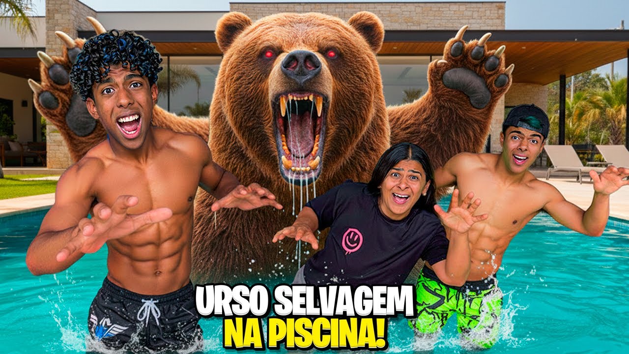 UM URSO SELVAGEM INVADIU NOSSA PISCINA! *OQUE VAMOS FAZER?😱😨