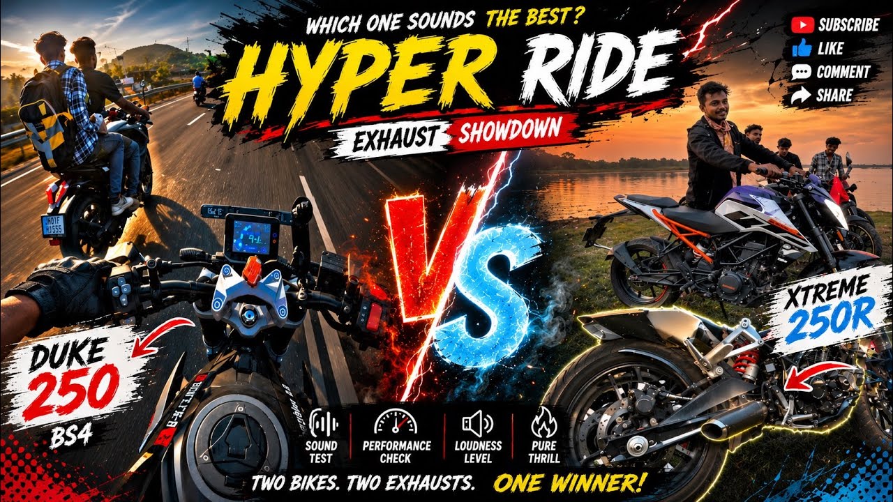 Exhauste Compare Xtreme250r vs Duke 250bs4 🔥|| hyper rider xtreme 250 vs rs 200 🔥
