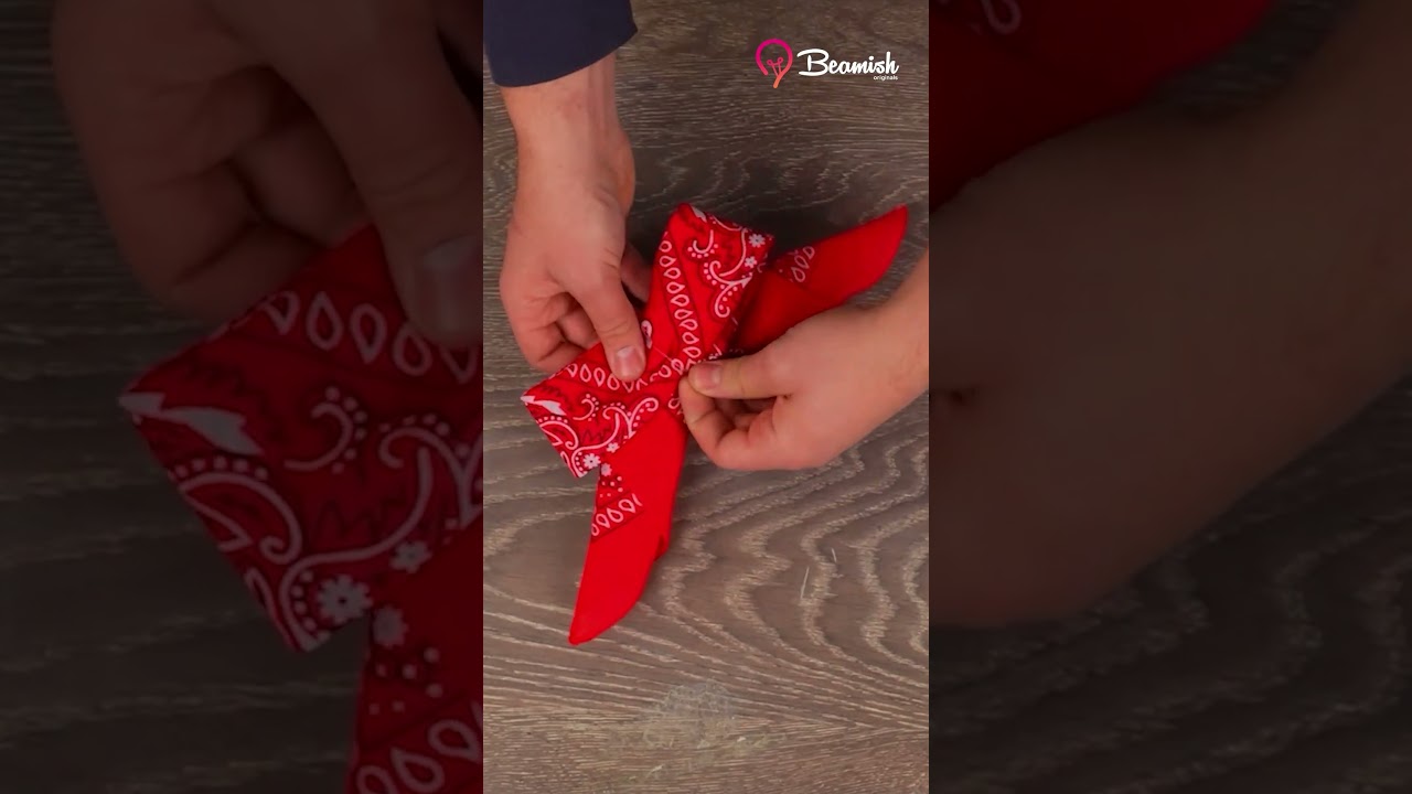 Red bandana into hair bow 🎀 #red #bandana #hair #hairbow