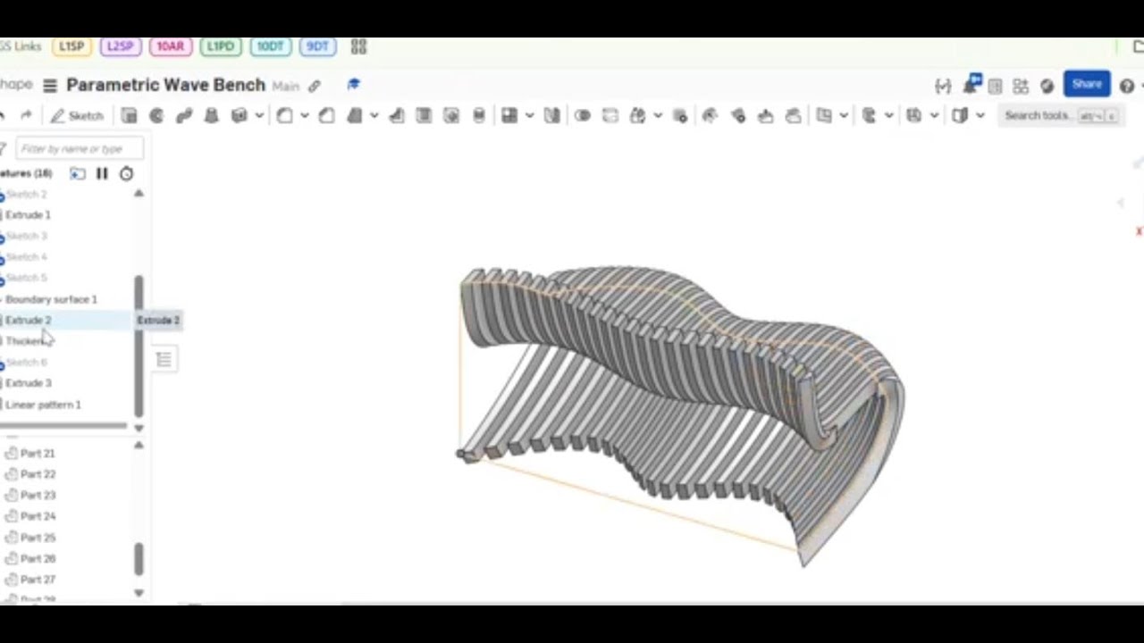 Wave - Parametric Bench - Onshape