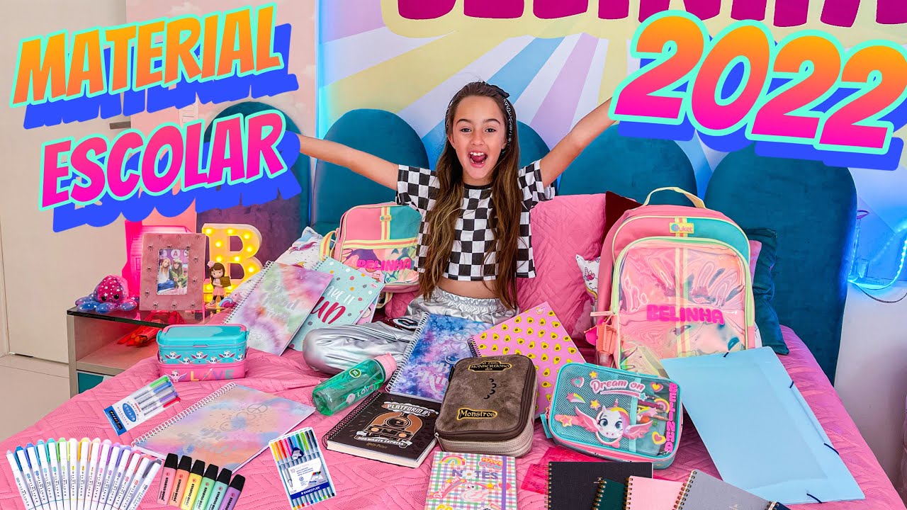 MOSTRANDO MEU MATERIAL ESCOLAR 2022 ! CANAL DA BELINHA