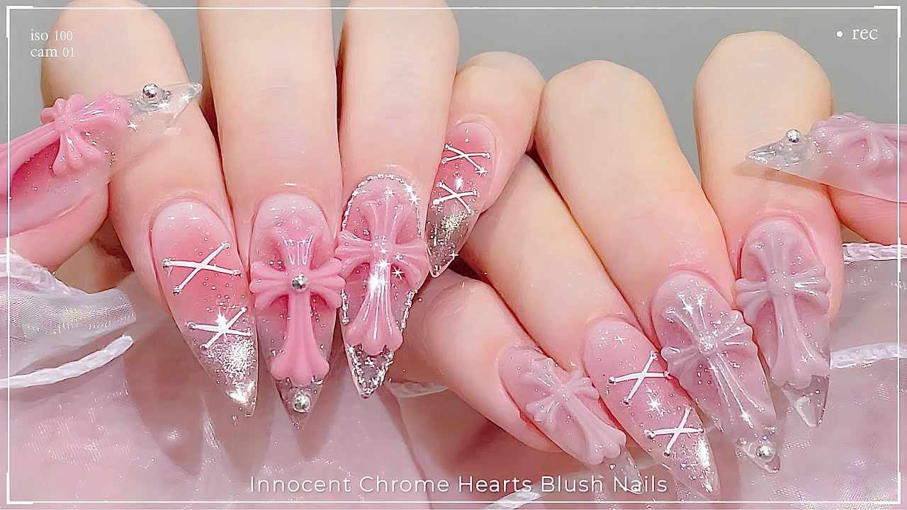 Маникюр с хромированными сердечками своими руками!🎀⚔️/🇰🇷Корейский маникюр / Урок по маникюру / asmr