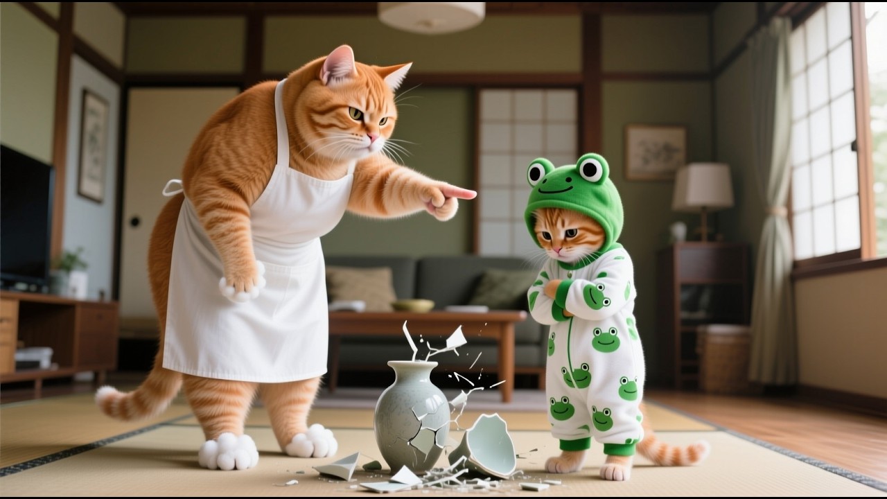 Ginger Kitten Broke Mama Cat’s Vase — What He Did Next