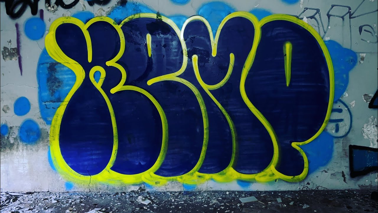 Graffiti piece + trowup + tags + refil marker