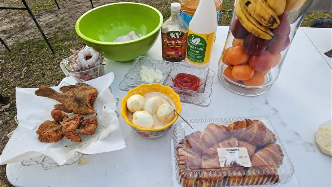 Catch And Cook. Catfish, Shellcracker, Paksiw, Kwek Kwek, Shrimp and rice. outdoor cooking.