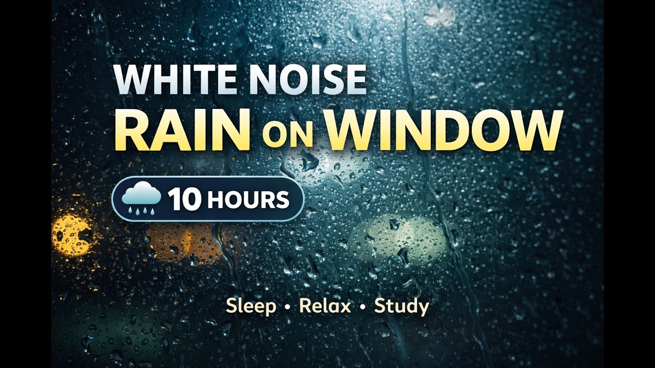 White Noise Rain on Window 🌧️ 10 Hours | Deep Sleep, Relax, Study | No Music | Black Screen