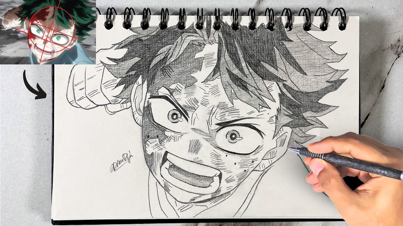 Как нарисовать Изуку Мидорию шаг за шагом (сцена боя) | MHA Сезон 8 Эпизод 8
