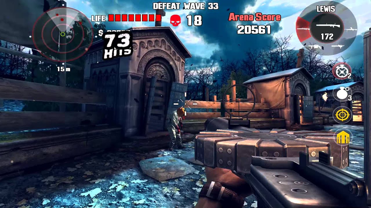 Dead Trigger 1 Haunted Graveyard Arena Rank 50 Wave 43 26-43 Nvidia Shield Tablet