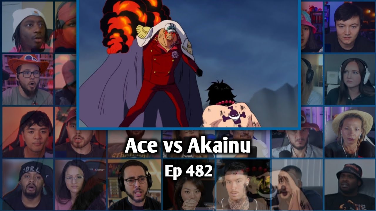ACE PROTECTS LUFFY FROM AKAINU - ONE PIECE EPISODE 482 REACTION MASHUP
