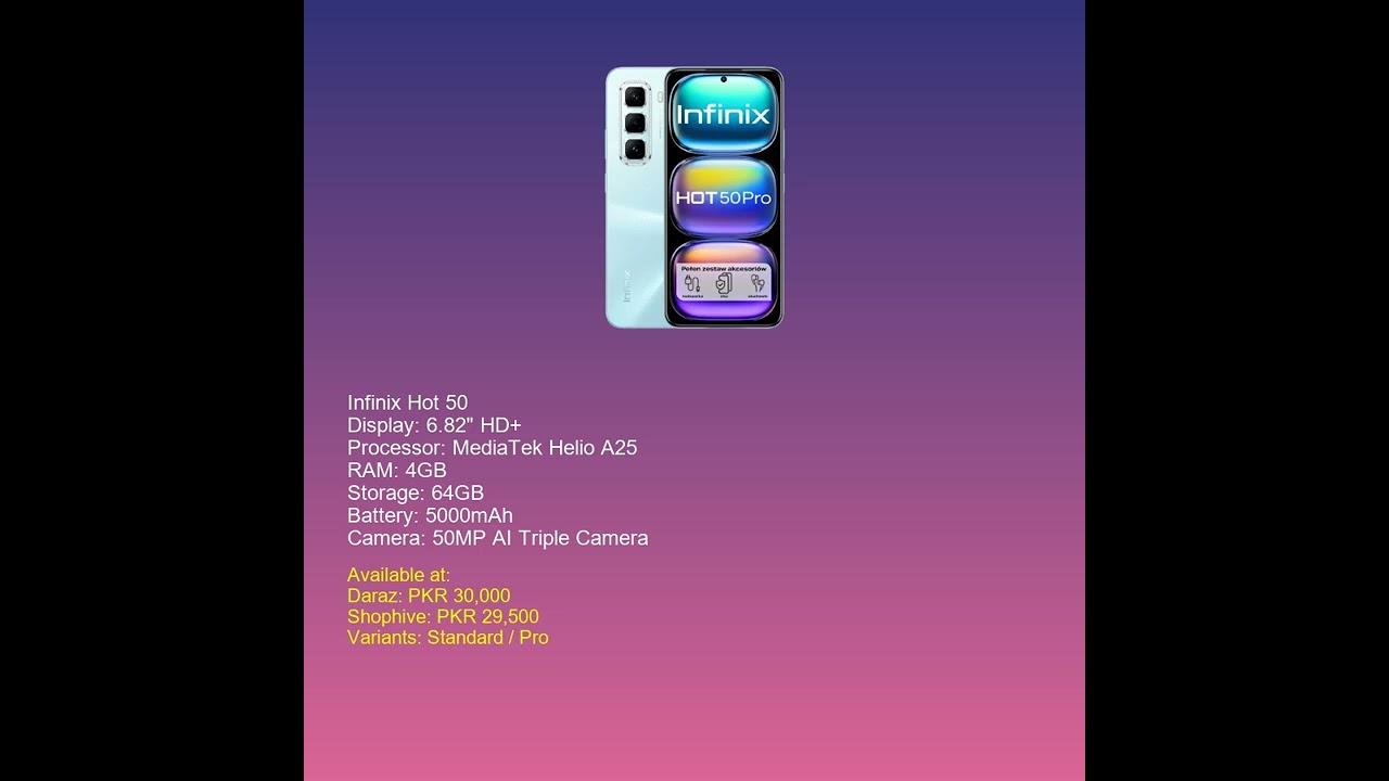 infinix hot50 Price in Pakistan 24 Feb 2025 