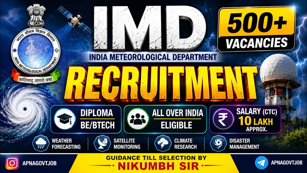 IMD SCIENTIFIC ASSISTANT RECRUITMENT 2026 | LATEST GOVT JOB UPDATE WITHOUT GATE EXAM