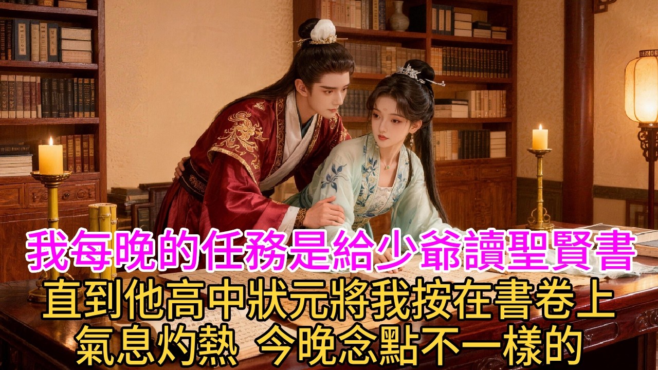 少爺不近女色，我每晚的任務是給少爺讀聖賢書。直到他高中狀元，將我按在書卷上，氣息灼熱：“今晚念點不一樣的。”#古言#甜文#爽文#一世兩相依