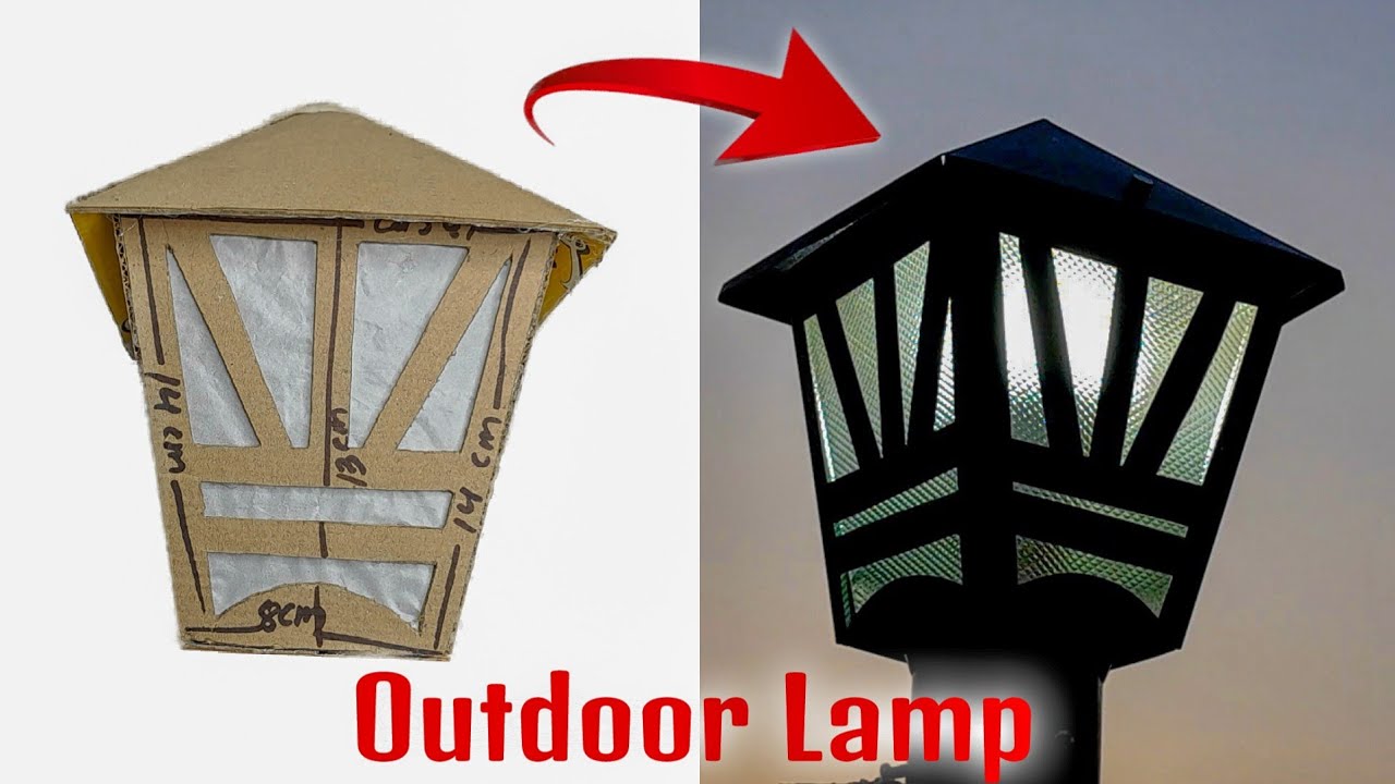 Diy outdoor decorative lamp making from cardboard | outdoor lamp | gate lamp | outdoor decorative