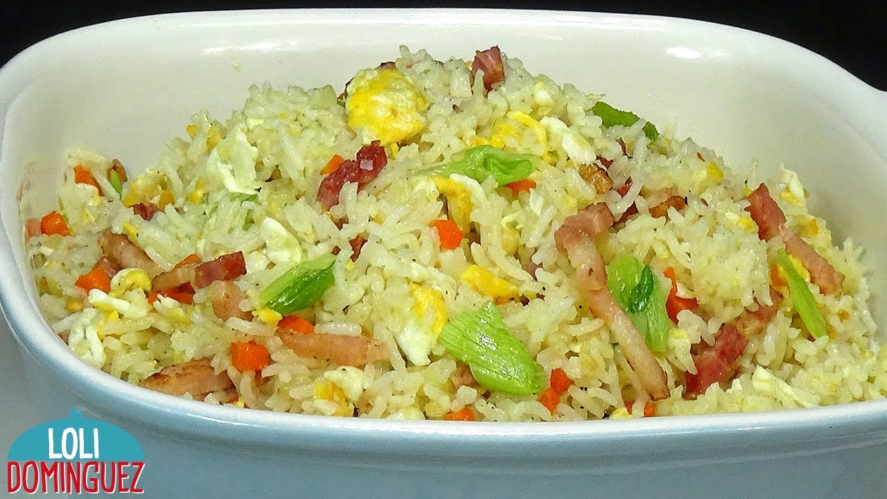 ARROZ FRITO CON HUEVO Y BEICON (BACÓN, PANCETA O TOCINO AHUMADO). Loli Domínguez - Paso a paso.